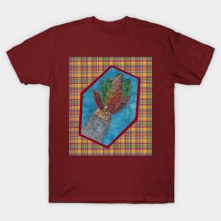 Autumn Leaves on Checkered Background T-Shirt